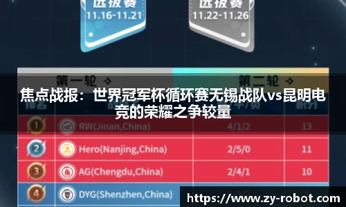 焦点战报：世界冠军杯循环赛无锡战队vs昆明电竞的荣耀之争较量